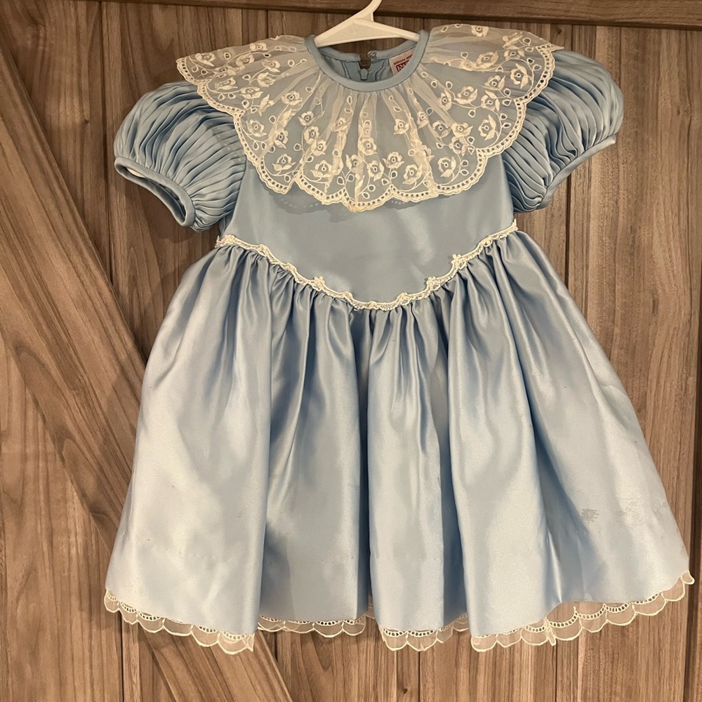 VTG Dorissa International Nicole Blue Fancy Dress 3T Bow Satin